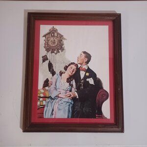 Norman Rockwell Courting Couple At Midnight Antique Wall Art